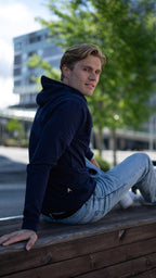 Hoodie navy menn