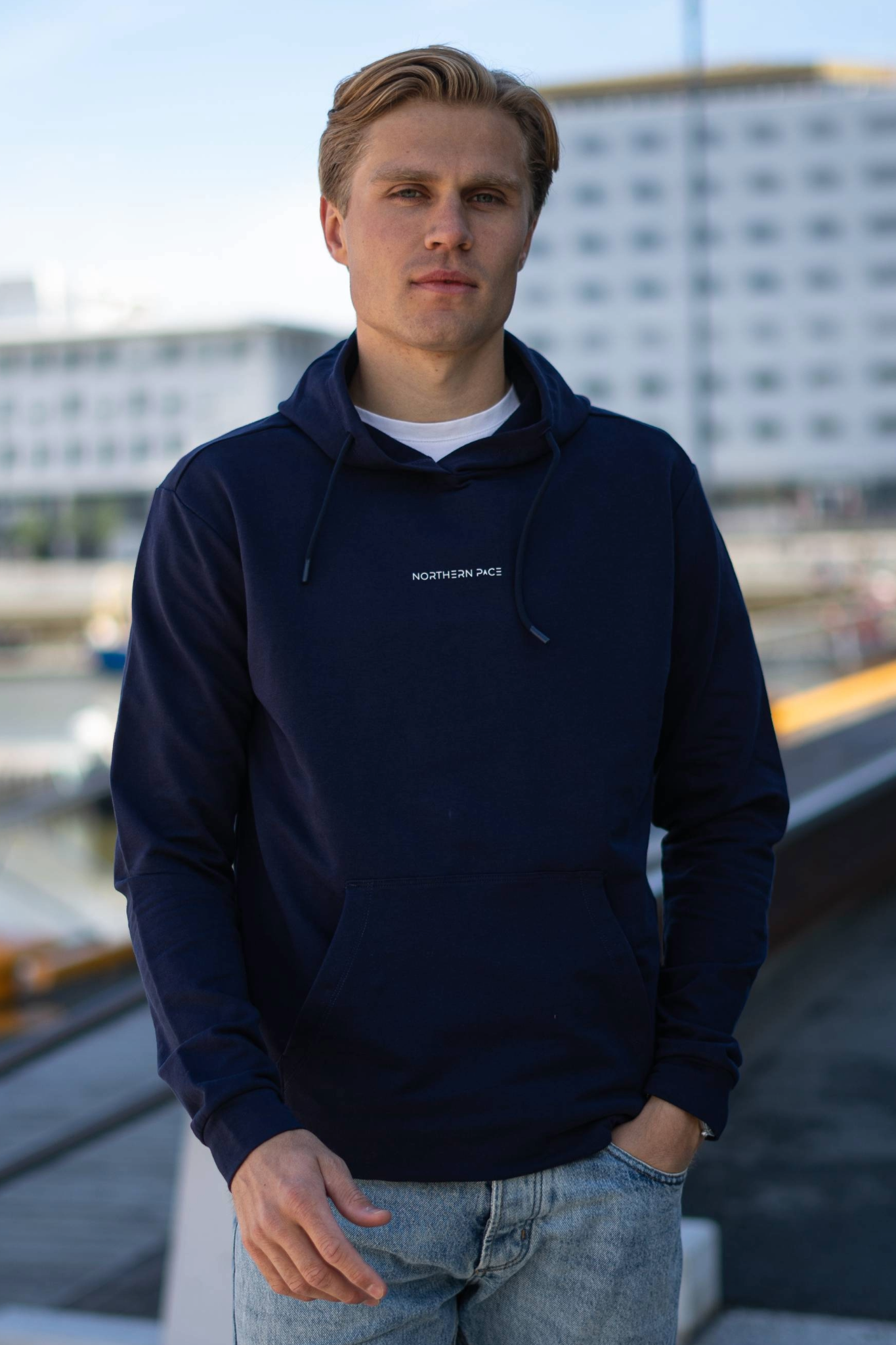 Hoodie navy herre