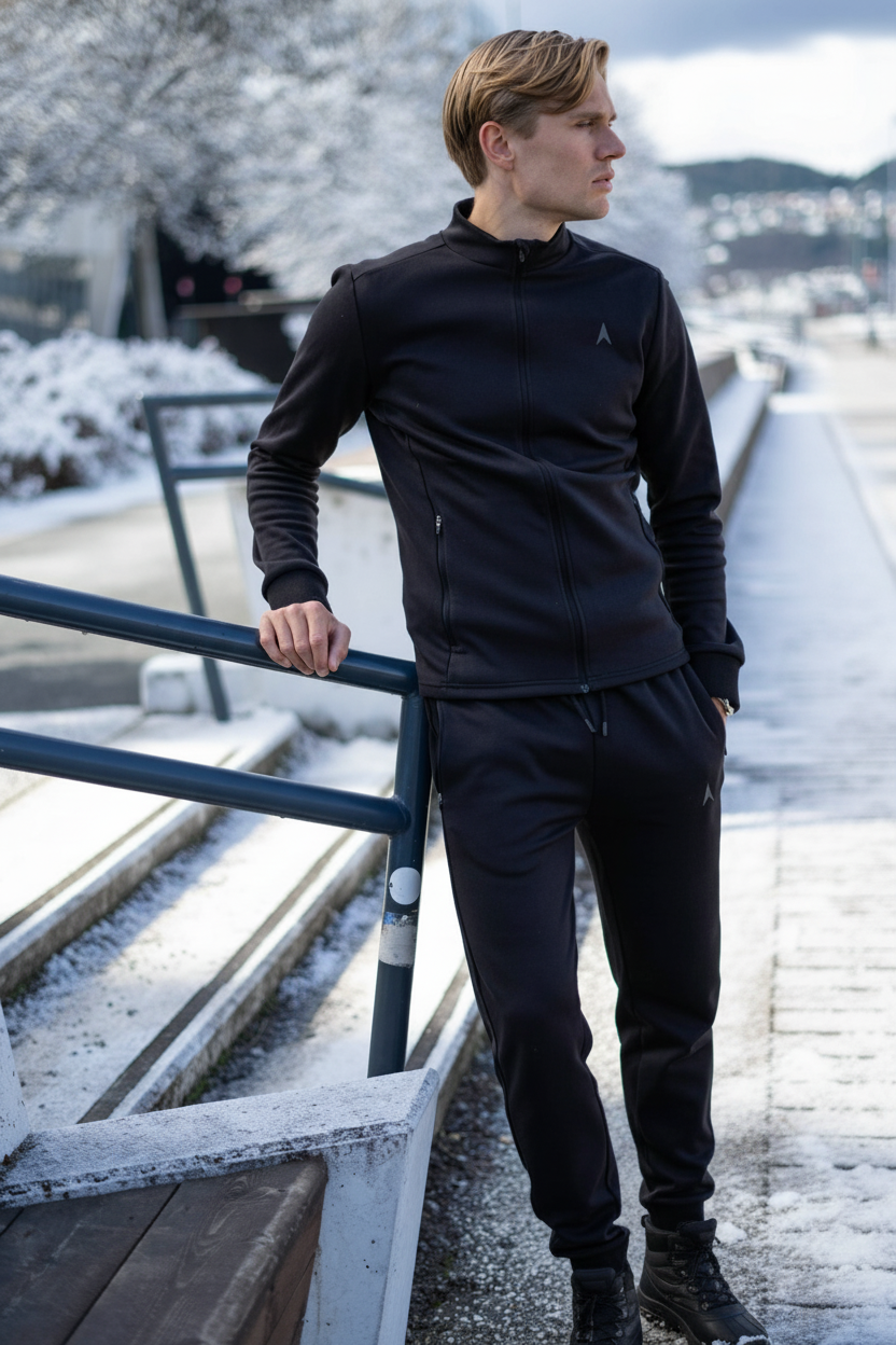 lounge bukse herre sort